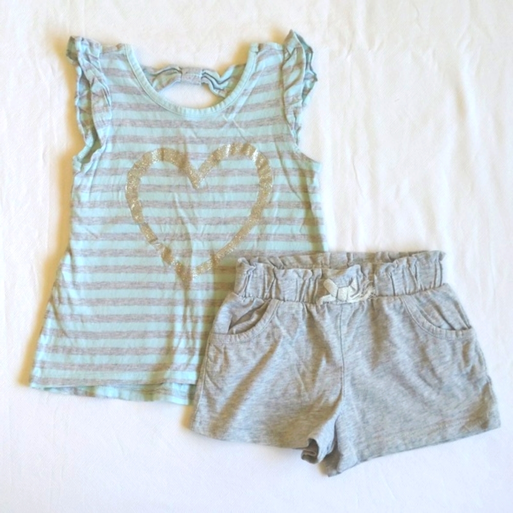 children's place & george top & shorts summer outfit set 3T toddler girls